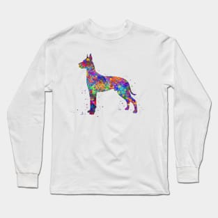Great Dane Dog watercolor Long Sleeve T-Shirt
